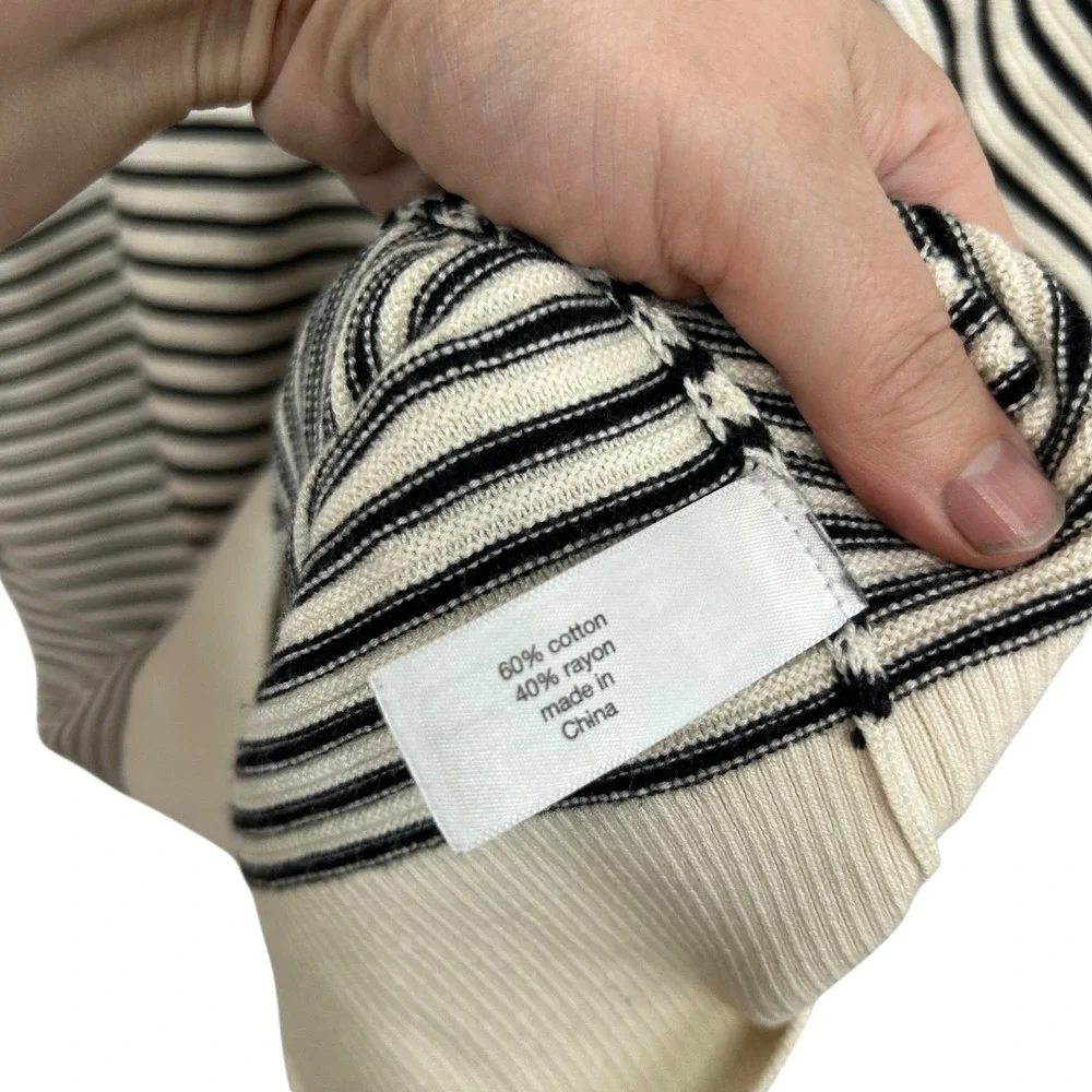 Minimalist Tunic Sweater 18/20 Beige Black Striped Capsule‎ Comfy Cotton Rayon